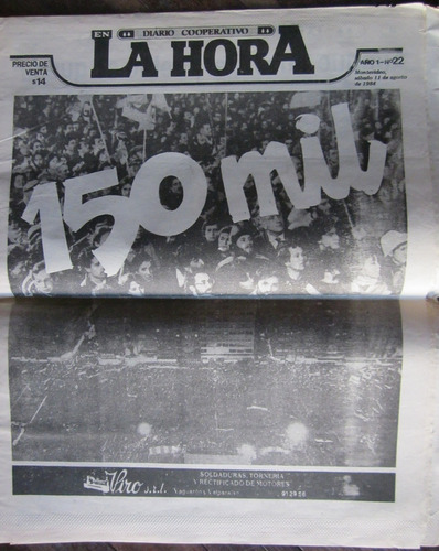 Antiguo Diario Cooperativo En La Hora 1984 150mil