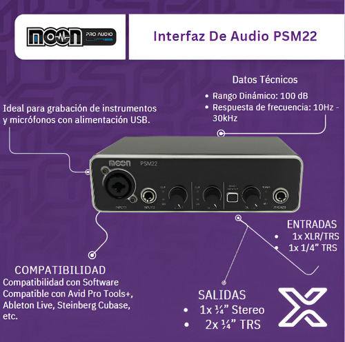 Moon Audio Pro Psm22 - Interfaz De Audio Profesional Usb Negro