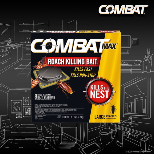 Combat Max Mata Cucarachas 8 Trampas Cebos 14gr