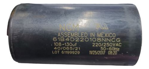 Capacitor De Arranque 108-130uf, 220/250vca Ngm