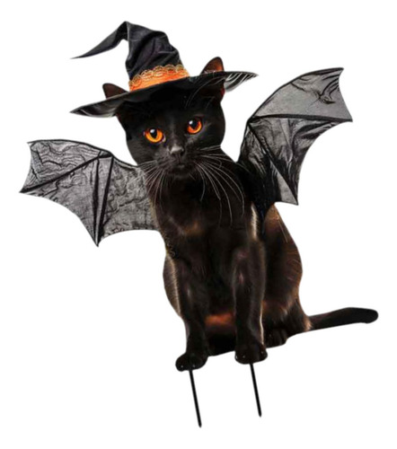 Figura De Gato Con Forma De Estaca 23,3 X 28 Cm Con Negras