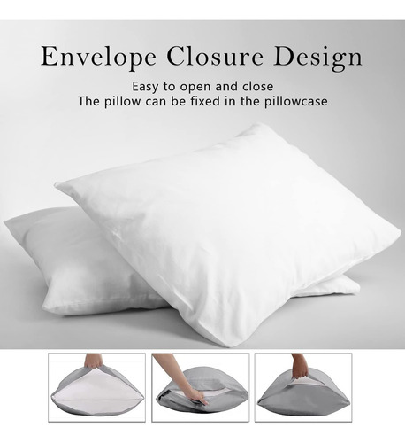Juego De 2 Fundas De Almohada 100 % Algodón De 700 Hilos, Ul
