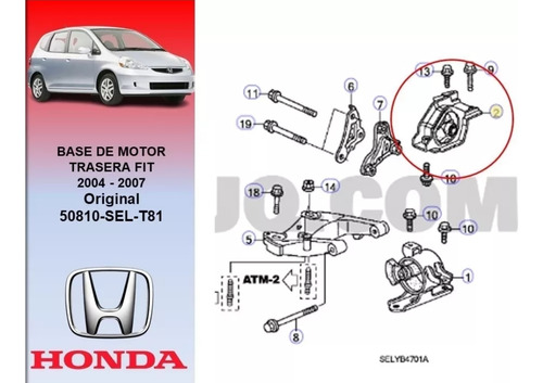 Base Trasera De Motor Original Honda Fit 03-08 Sincronico 
