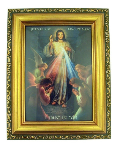Litografía Italiana De Jesucristo Rey De La Misericordia En