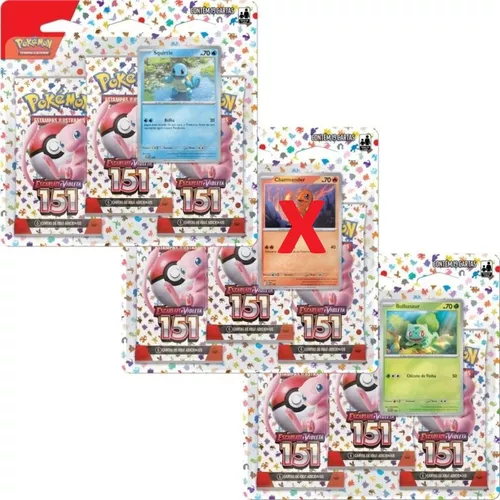 Cartas Pokémon EV3.5 Blister Triplo 151 - Squirtle - 33291 Copag - Real  Brinquedos