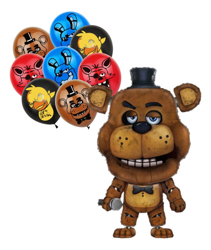 Set De Globos Aluminio Más Látex   Five Nights At Freddy's 