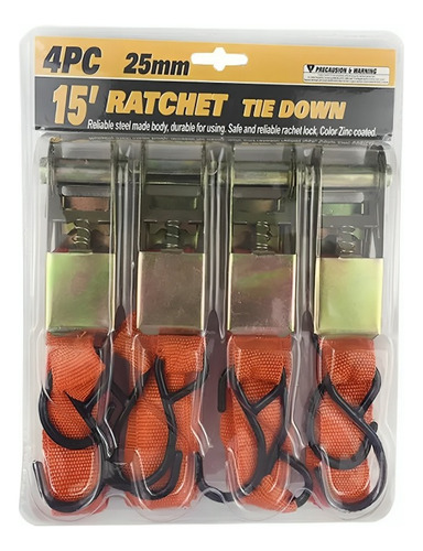 Set De Juego Eslinga Cinta Amarre Ratchet 4 Piezas. 