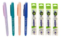 Comprar 4 Lapiceras Gel Borrable Pizzini Borramio + 4 Repuestos Tinta Azul Exterior Surtidos