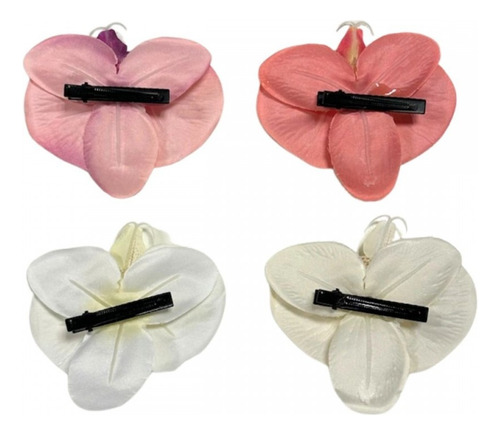 Hebilla De Pelo Flor Gancho Pico Orquìdea Crema