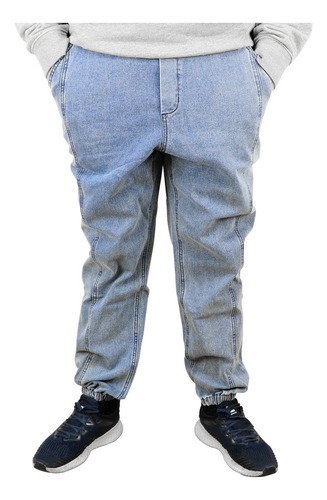 Pantalón Denim Para Hombre Jogger Elástico Algodón Casual