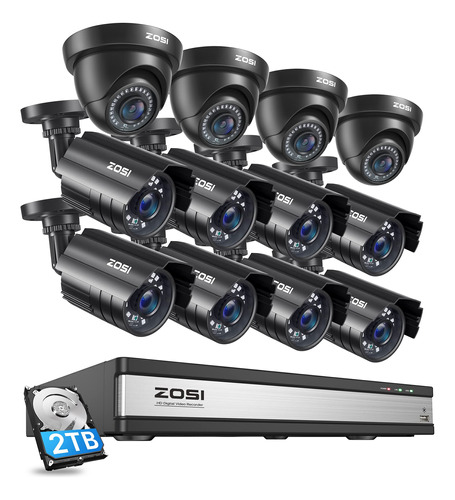 Zosi Sistema De Cmara De Seguridad 16 Canales 1080p Con Disc