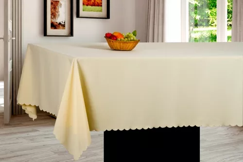 Mantel Rectangular Liso Antimancha 150x300cm Delfin Blanco