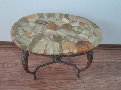 Mesa De Bronce Con Mármol Antigua (Usado)