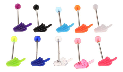 2 X 10 Unids Lengua Barbell Labret Ear Stud Pendientes