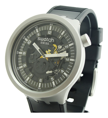 Relógio Swatch Big Bold - Dark Irony Preto Prata Mostrador Preto (Usado)