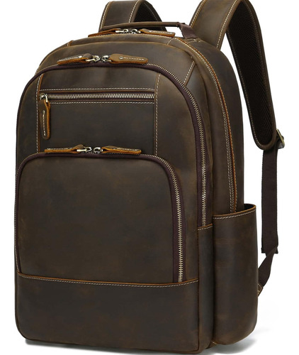 Taertii Mochila De Cuero Genuino De Grano Completo Para Homb