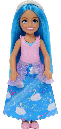 Muñeca Barbie Royal Chelsea Con Pelo Azul Y Falda Estampada