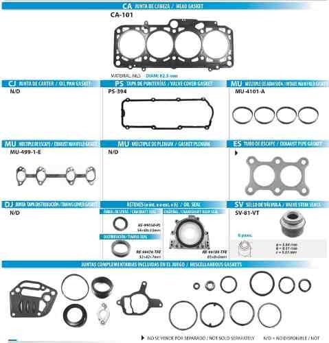 Juntas Motor Seat Ibiza Cordoba Vw Derby 1.6 01-07 Tf Victor