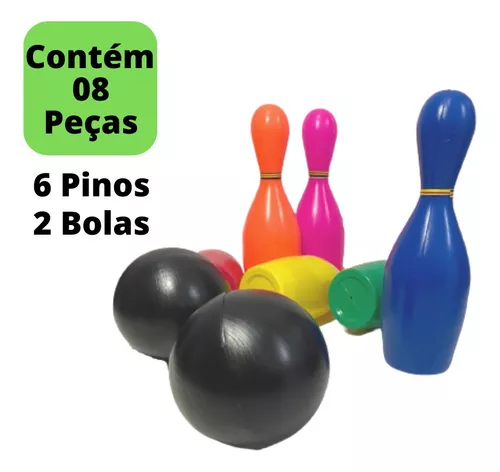 Jogo Boliche Infantil - 6 Pinos E 2 Bolas - Plástico
