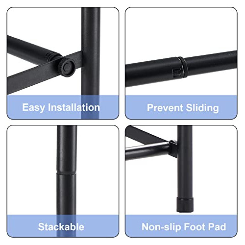 Zapatero Extensible De 2 Niveles, Estante De Metal Apil...