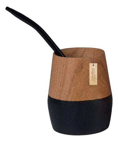 Imagen 2 de 6 de Mate Madera Algarrobo Bombilla Color Artentino Hombre Mujer