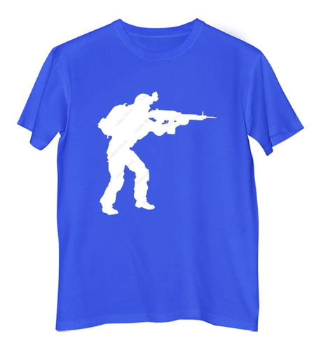 Remera Hombre Color Soldado Soldier Apuntando Militar Arma