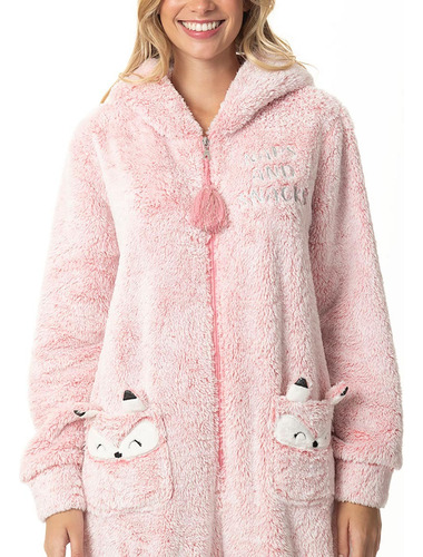Pijama Enterito Polar Dormir Invierno Abrigo Cómodo Capucha