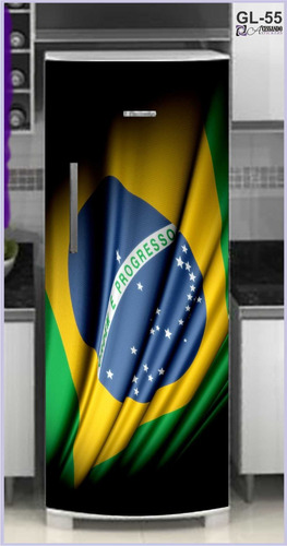 Adesivo Envelopar Geladeira Inteira Bandeira Brasil Futebol