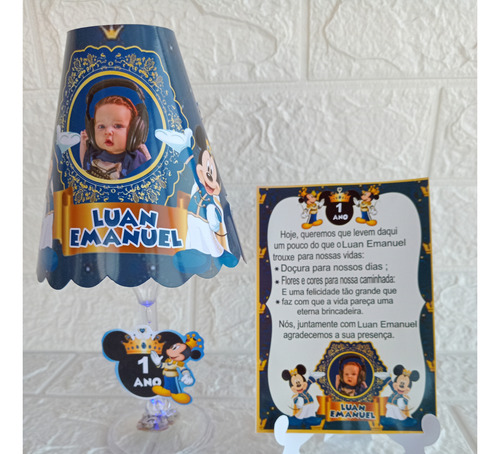 10 Abajures Na Taça Mickey Realeza Ou Outro Tema Com Led