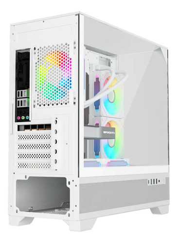 Gabinete Gamer Liketec Mahal Snow Mid Tower Topo Vidro S Fan