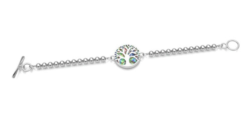 Imagen 2 de 10 de Pulsera Plata 925 Árbol De La Vida Concha De Abulón Agálea