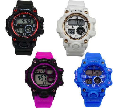 Kit 11 de relojes para niños, 100% funcionales, impermeables, color bisel negro