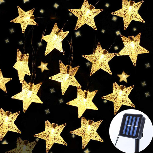7m 50led Solar Estrella 8 Modos Brillo Luces De Hadas Decora