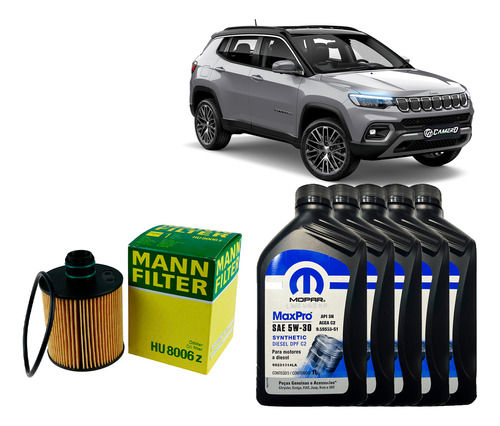 Kit Troca Óleo 5w30 Jeep Compass 2.0 Diesel 2021 2022 2023