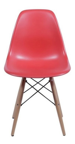 Cadeira de jantar BoxBit DKR Eames base madera, estrutura de cor  vermelho, 1 unidade