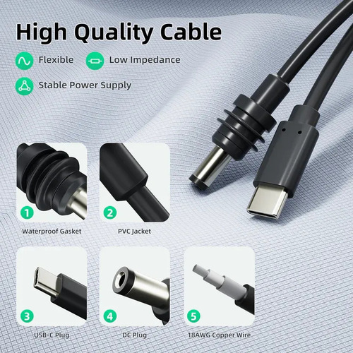 Cable Usb-c For Starlink Mini De Cc (65 W-100 W, Pd), 2 M
