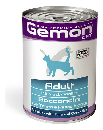 Lata Gemon Gato Adulto Atun Y Pescado Blanco 415 Gr