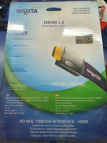 Cable Hdmi Plano 5mts Nisuta 