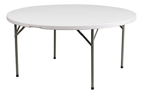 Flash Furniture Elon Mesa Plegable Redonda De Granito Blanco