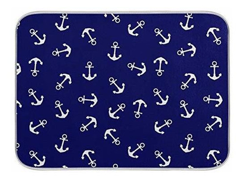 Náutico Retro Anchors Alfombrilla Para Secar Platos 18x24 Pa