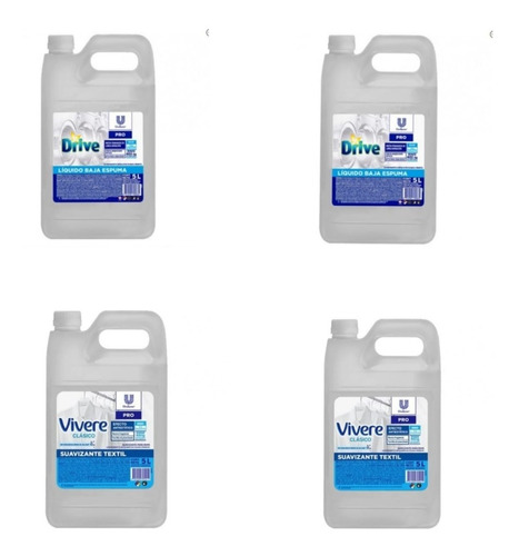 Jabon Liquido Drive X 5 L (2) + Suavizante Vivere X 5 L (2)