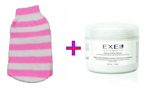 Crema Pulidora Facial Exel + Manopla Exfoliante Piel