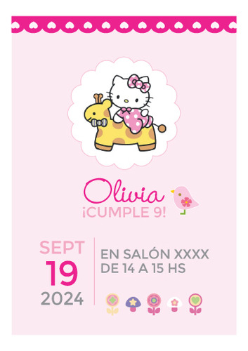 Kit Imprimible Invitación Digital Hello Kitty Personalizada