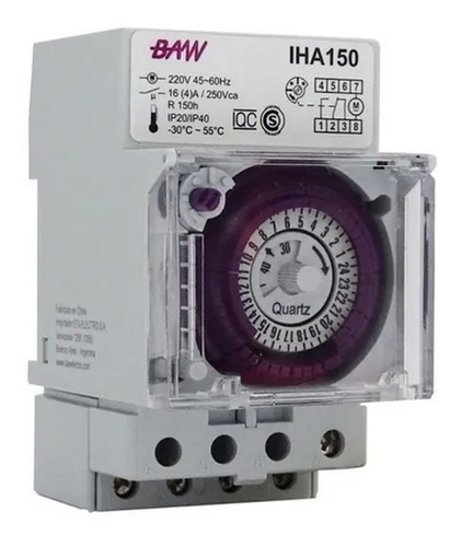 Timer Diario Baw Analogico 16a 220vc Iha150