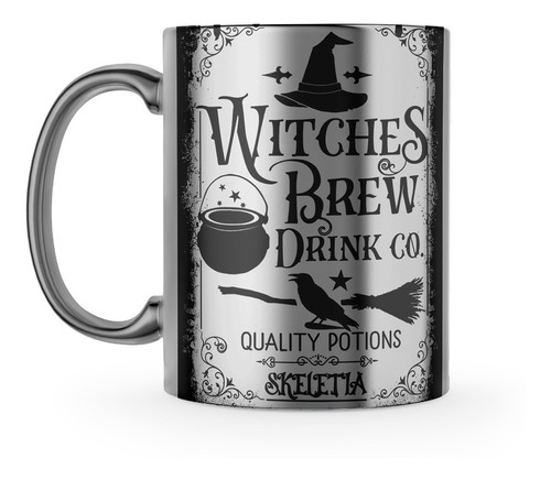 Taza Espejo Witches Brew Gótica Bruja Halloween Caldero Dark