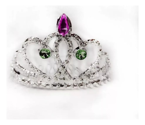 12 Mini Coroa Princesa Acessório Cabelo Fantasia Carnaval Cor Prata