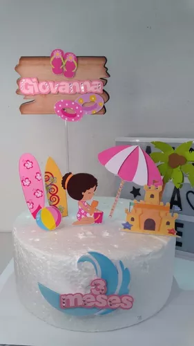 Kit Topper Topo De Bolo Festa Infantil Tema Criança Praia