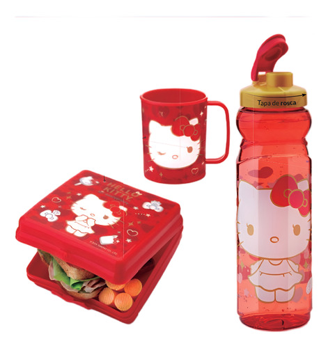 Set Lunch Botella P/ Agua Sandwichera, Taza Hello Kitty Avon