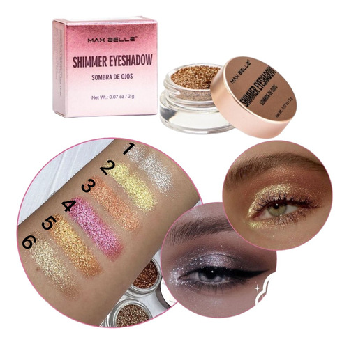 Sombra Ojos Polvo Extra Brillante Shimmer Maquillaje Sombra Tono 5