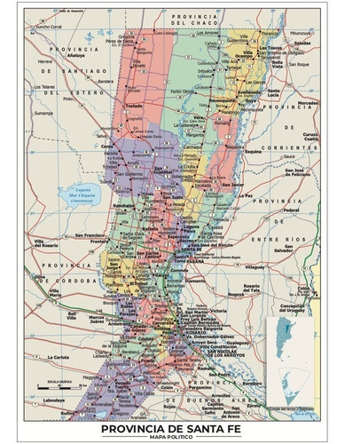 Mapa Provincia De Santa Fe Lona 90cm X 125cm Politico